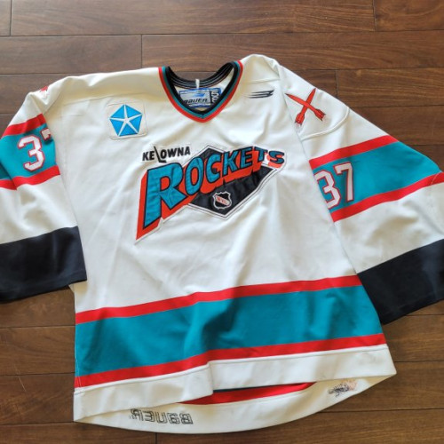 Kelowna Rockets Game Worn 37 White Jersey Size 58 Goalie Kelowna